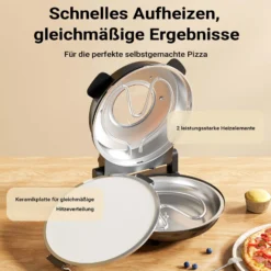 Pizzamaker mit Keramiksteinplatte Ø32cm und Sichtfenster, zwei Heizelemente max. 400°C, mit Timer