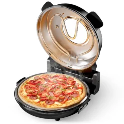 Pizzamaker mit Keramiksteinplatte Ø32cm und Sichtfenster, zwei Heizelemente max. 400°C, mit Timer