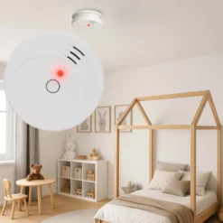 Rauchmelder mit 9V Batterie, Lange Lebensdauer, Lautstärke Alarm 85dB, Brandmelder kabellos, DIN EN 14604