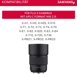 Samyang AF 75 mm Portraitobjektiv kompatibel mit Fujifilm X, Kamera Objektiv mit Lichtstärke F1,8 für Portraitfotos, kompaktes Kameraobjektiv mit Custom Switch, Portrait Objetktiv inkl. Wetterschutz