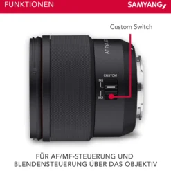 Samyang AF 75 mm Portraitobjektiv kompatibel mit Fujifilm X, Kamera Objektiv mit Lichtstärke F1,8 für Portraitfotos, kompaktes Kameraobjektiv mit Custom Switch, Portrait Objetktiv inkl. Wetterschutz