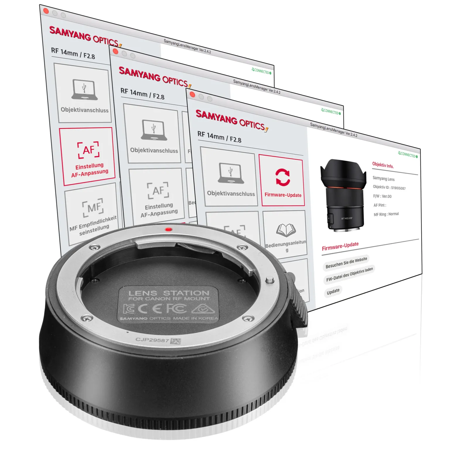 Samyang Lens Station für AF Canon RF Objektive - Docking-Station ermöglicht System Upgrade, kalibriert Blende und Fokus automatisch, einfache Handhabung schwarz