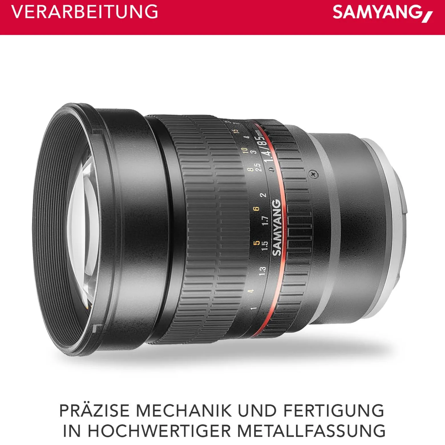 Samyang MF 85 mm Objektiv F1.4 AS IF UMC kompatibel mit Sony E, Kameraobjektiv für Vollformat und APS-C Kameras, hochwertiges Portraitobjektiv mit Innenfokussierung, hohe Lichtstärke