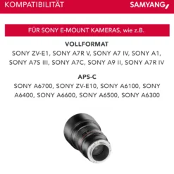 Samyang MF 85 mm Objektiv F1.4 AS IF UMC kompatibel mit Sony E, Kameraobjektiv für Vollformat und APS-C Kameras, hochwertiges Portraitobjektiv mit Innenfokussierung, hohe Lichtstärke