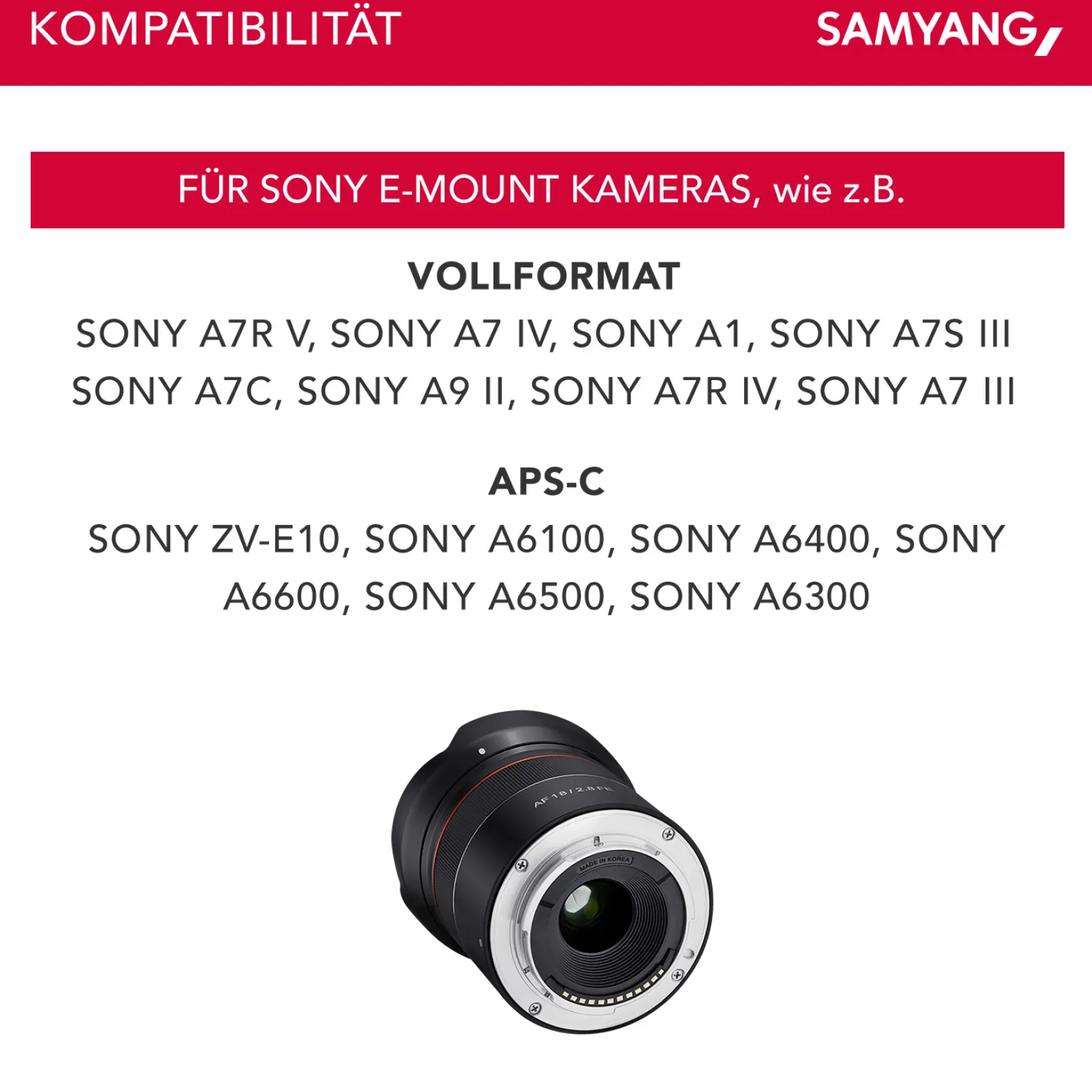 Samyang Objektiv AF 18 mm F2.8 FE (Tiny but Super Wide) – Autofokus Vollformat APS-C Festbrennweite – kompatibel mit Sony E-Mount – Alpha A9 A7 A7C II A7C R A6600 A6500 A6400 A6300 A6000 A5100 A5000