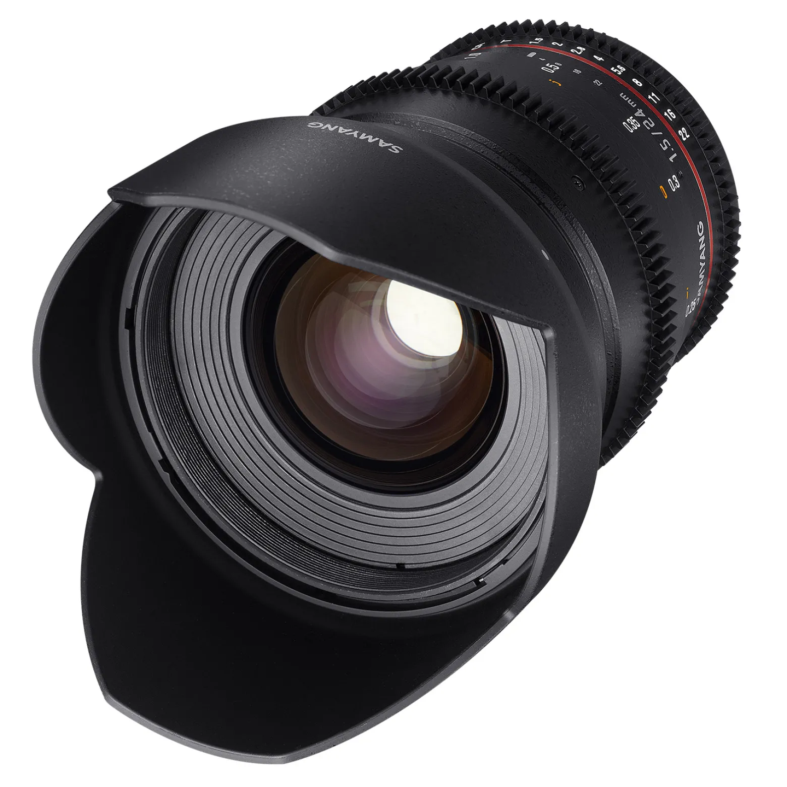 Samyang 24/1,5 Objektiv Video DSLR II Canon EF manueller Fokus Videoobjektiv 0,8 Zahnkranz Gear, Weitwinkelobjektiv schwarz