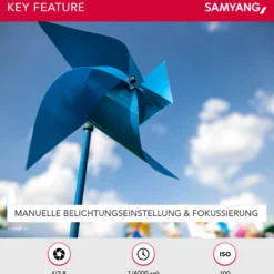 Samyang 24/1,5 Objektiv Video DSLR II Canon EF manueller Fokus Videoobjektiv 0,8 Zahnkranz Gear, Weitwinkelobjektiv schwarz