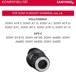 SAMYANG Objektiv Video DSLR II Sony E 24 mm / T1.5 Manueller Fokus Videoobjektiv 0,8 Zahnkranz Gear, Weitwinkelobjektiv, schwarz