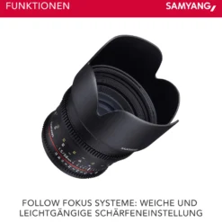 Samyang 85/1,5 Objektiv Video DSLR II MFT manueller Fokus Videoobjektiv 0,8 Zahnkranz Gear, Porträtobjektiv schwarz