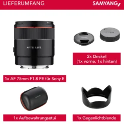 Samyang Porträt Objektiv AF 75mm F1.8 FE (Tiny but Absolute) - Autofokus Vollformat u. APS-C Festbrennweite - kompatibel mit Sony E Mount