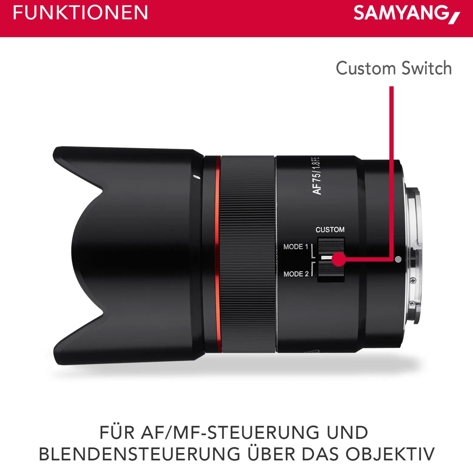 Samyang Porträt Objektiv AF 75mm F1.8 FE (Tiny but Absolute) - Autofokus Vollformat u. APS-C Festbrennweite - kompatibel mit Sony E Mount