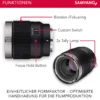 Samyang V-AF 100 mm T2,3 FE Video-Objektiv kompatibel mit Sony E, Kameraobjektiv mit Autofokus, 8K Auflösung, hohe Lichtstärke, integrierte Tally Lamp geeignet für Vollformat und APS-C