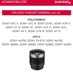Samyang V-AF 100 mm T2,3 FE Video-Objektiv kompatibel mit Sony E, Kameraobjektiv mit Autofokus, 8K Auflösung, hohe Lichtstärke, integrierte Tally Lamp geeignet für Vollformat und APS-C