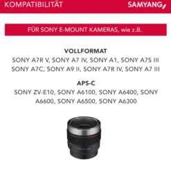 Samyang V-AF 35 mm T1,9 FE Video-Objektiv kompatibel mit Sony E, Kameraobjektiv mit Autofokus, 8K Auflösung, hohe Lichtstärke, integrierte Tally Lamp geeignet für Vollformat und APS-C