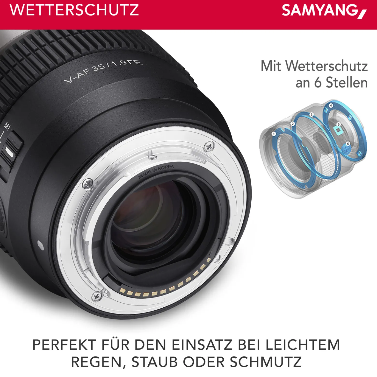 Samyang V-AF 35 mm T1,9 FE Video-Objektiv kompatibel mit Sony E, Kameraobjektiv mit Autofokus, 8K Auflösung, hohe Lichtstärke, integrierte Tally Lamp geeignet für Vollformat und APS-C