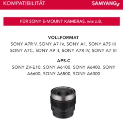 Samyang V-AF 24 mm T1,9 FE Video-Objektiv kompatibel mit Sony E, Kameraobjektiv mit Autofokus, 8K Auflösung, hohe Lichtstärke, integrierte Tally Lamp geeignet für Vollformat und APS-C
