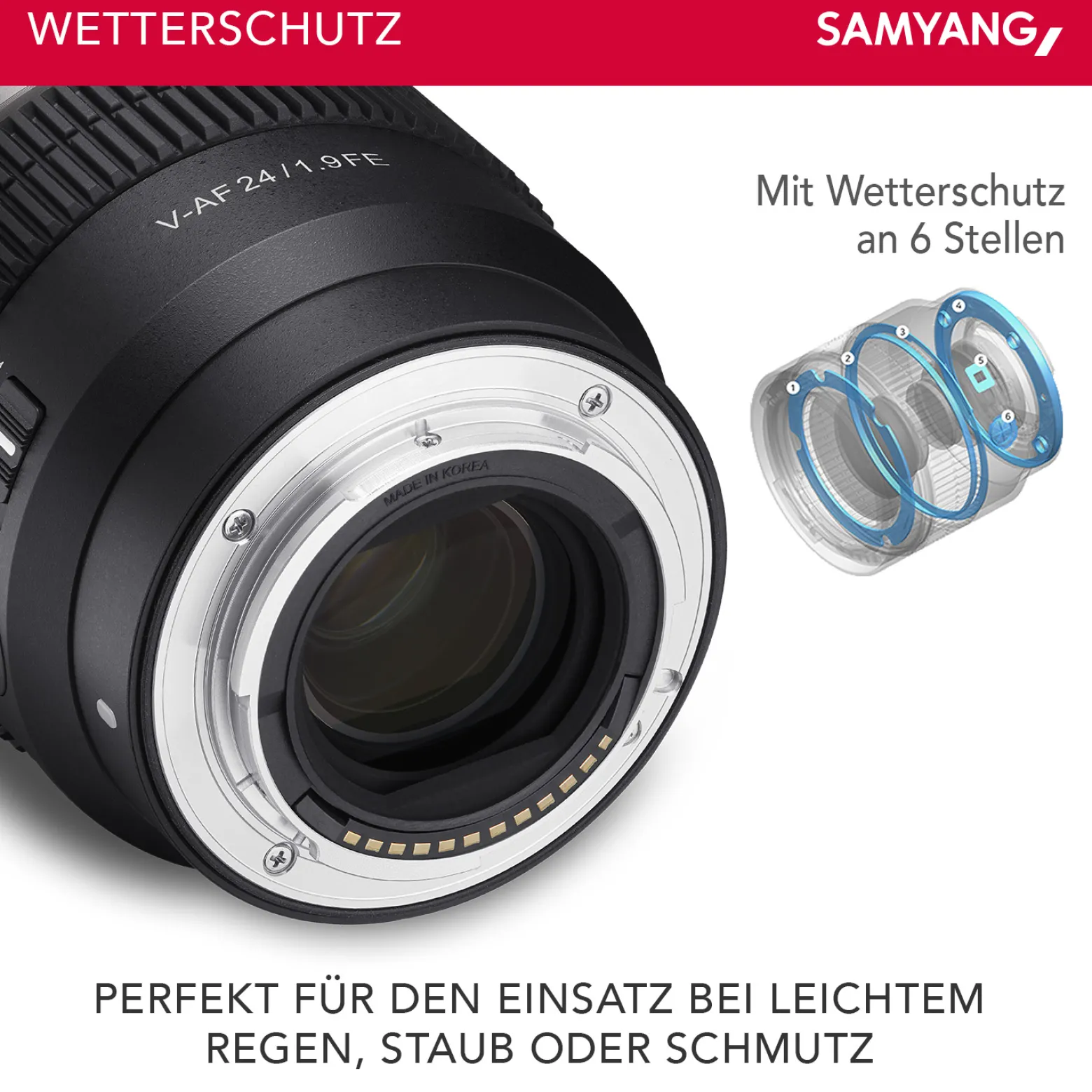 Samyang V-AF 24 mm T1,9 FE Video-Objektiv kompatibel mit Sony E, Kameraobjektiv mit Autofokus, 8K Auflösung, hohe Lichtstärke, integrierte Tally Lamp geeignet für Vollformat und APS-C