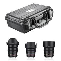 Samyang Video DSLR Basic Objektiv Set - mit VDSLR Objektiven 24/1,5 / 50/1,5 / 85/1,5 und Outdoor Koffer - kompatibel mit MFT Kameras - für Fotografie Videografie