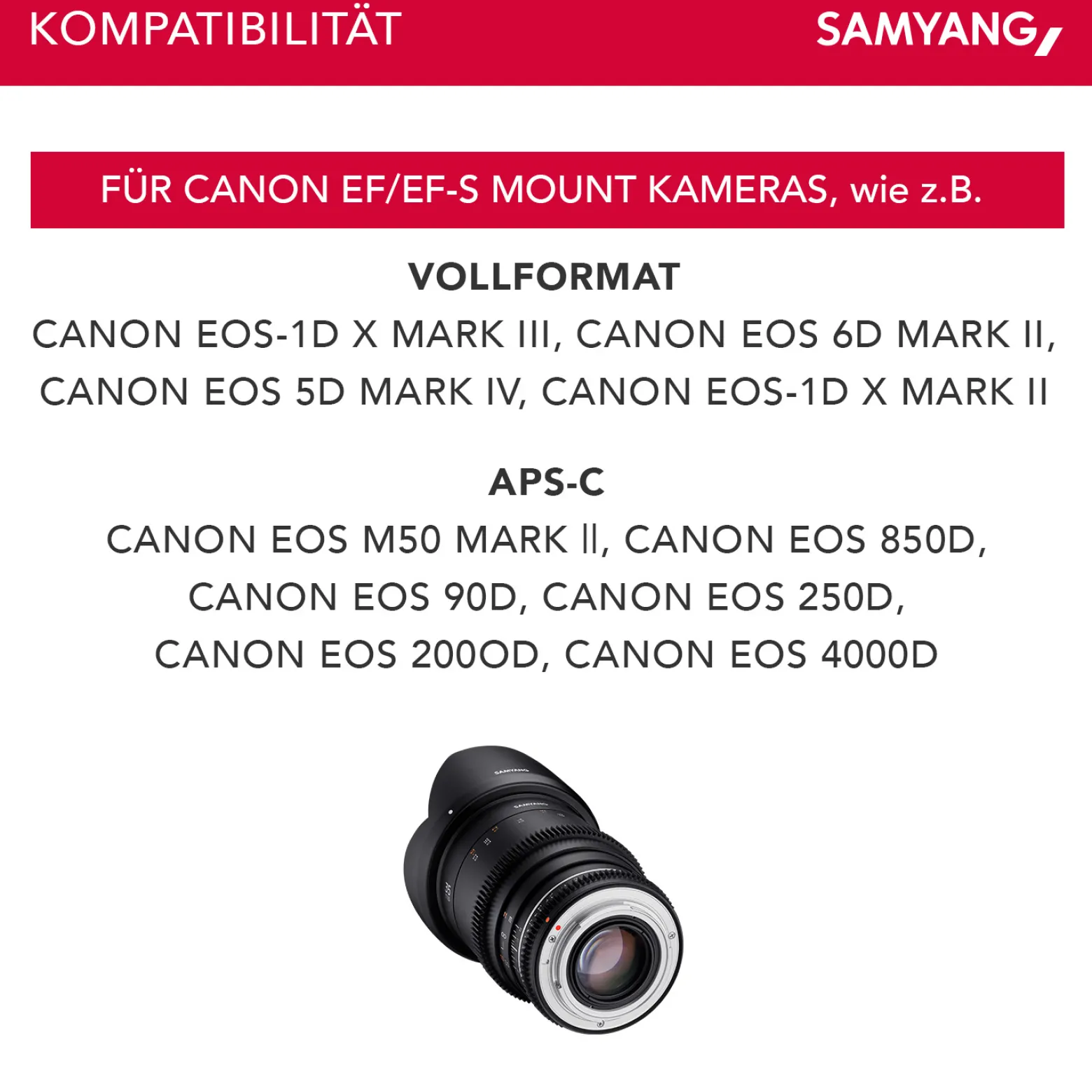 Samyang Weitwinkel Cine- und Video Objektiv MF 35mm T1,5 VDSLR MK2 EF – lichtstark T1,5 kompatibel mit Canon EF Mount, 35 mm Festbrennweite, Follow Focus Zahnkränze Vollformat und APS-C, 8K Auflösung