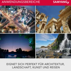 Samyang Weitwinkel Festbrennweite Objektiv 12mm F2.0 APS-C kompatibel mit Fuji X – APS-C, MF – für Kamera X-T5, X-H2, X-H2s, X-T4, X-T30, X-T30 II, X-T200, X-Pro3, X-A7, X-T100, X-T3 – schwarz
