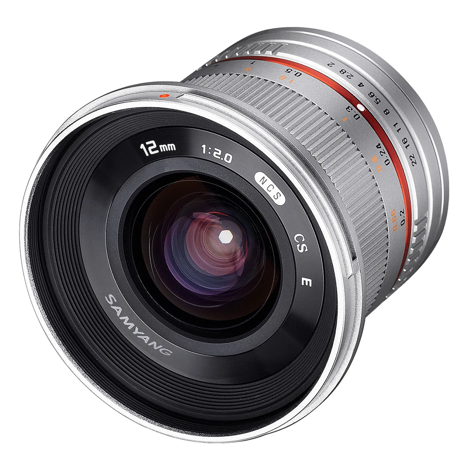 Samyang Weitwinkel Festbrennweite Objektiv 12mm F2.0 APS-C kompatibel mit Fuji X – APS-C, MF – silberfarben