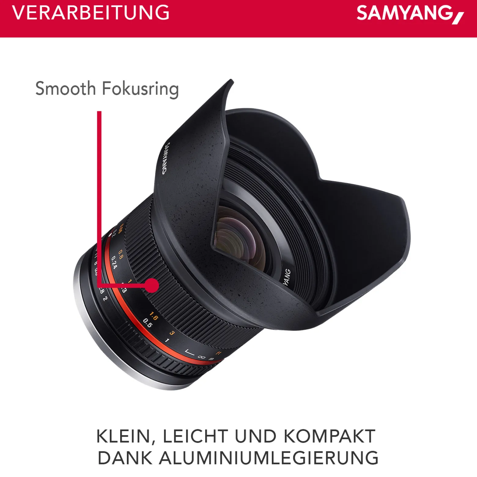 Samyang Weitwinkel Festbrennweite Objektiv 12mm F2.0 APS-C für MFT – APS-C, MF – kompatibel mit Olympus OM-D E-M1 III, Pen E PL10, OM-D E-M5 III, kompatibel mit Panasonic Lumix DC-G91 – schwarz