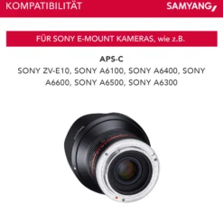 Samyang Weitwinkel Festbrennweite Objektiv 12mm F2.0 APS-C kompatibel mit Sony E – APS-C, MF – für Kameras Alpha 6600 6500 6400 6300 6100 6000 5100 5000 – schwarz