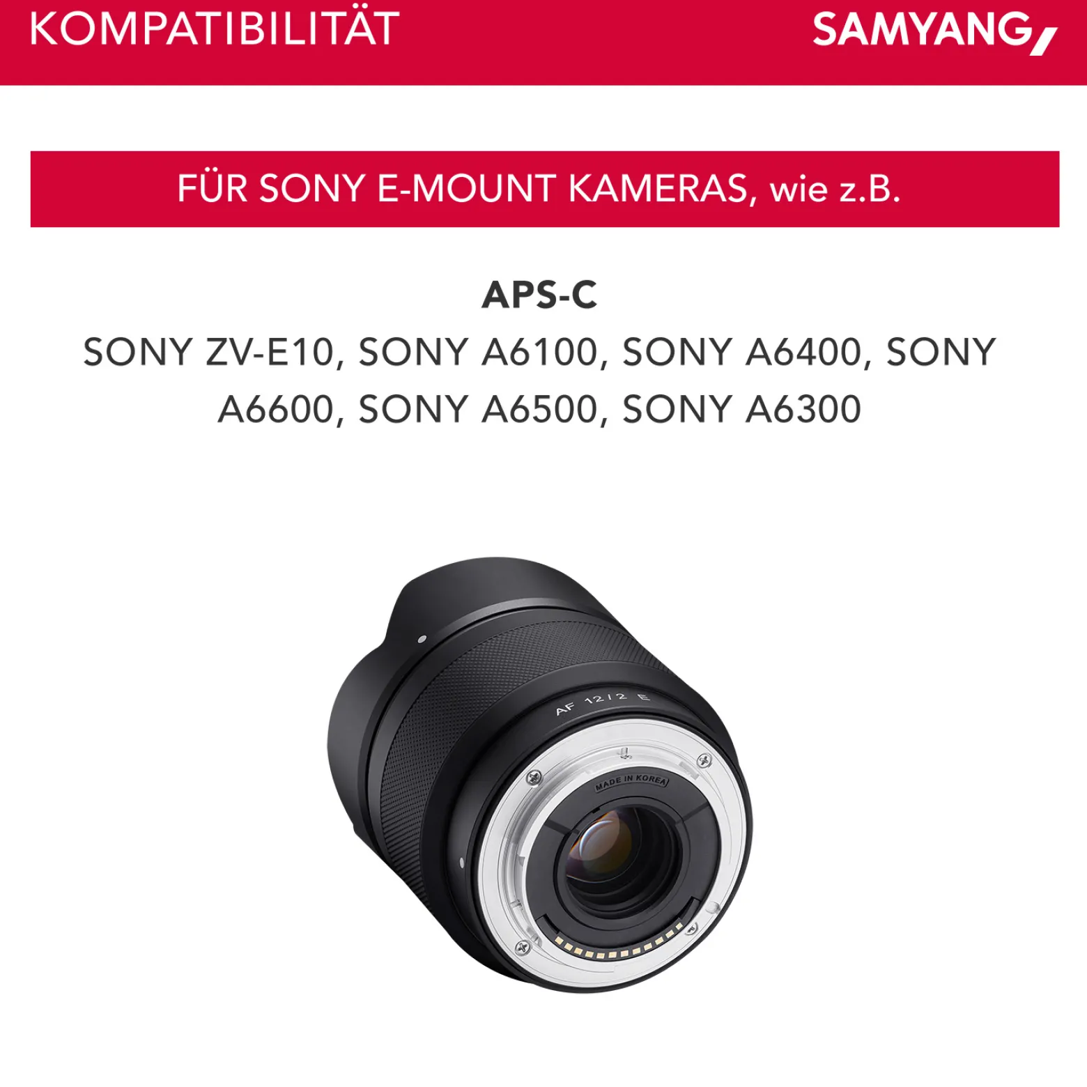 Samyang Weitwinkel Objektiv AF 12mm F2.0 E kompatibel mit Sony E Mount – Autofokus APS-C Festbrennweite – für Kameras Alpha 6600 6500 6400 6300 6100 6000 5100 5000 NEX – schwarz