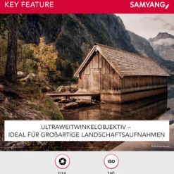 Samyang Weitwinkel Objektiv AF 12mm F2,0 kompatibel mit Fuji X – lichtstarkes Ultraweitwinkel, kompakt & leicht, Wetterschutz & leiser Autofokus, passend für Kameras X-T4 T3 X-T30 X-T20 X-E4 XE3