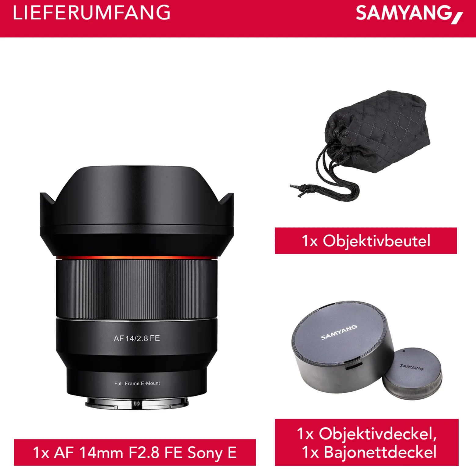 Samyang Weitwinkel Objektiv AF 14mm F2,8 kompatibel mit Sony FE – Autofokus Ultra mit 14 mm Festbrennweite – für spiegellose Vollformat und APS-C Kameras mit E Mount – Metallgehäuse