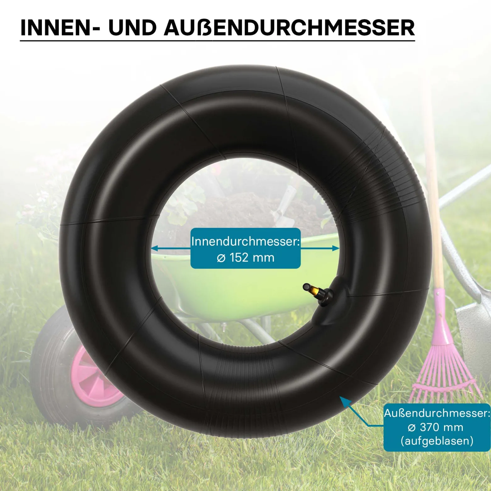Schlauch für den Rasenmäherreifen 15x6.00-6 mit Winkelventil Reifendecke Reifenschlauch Traktor