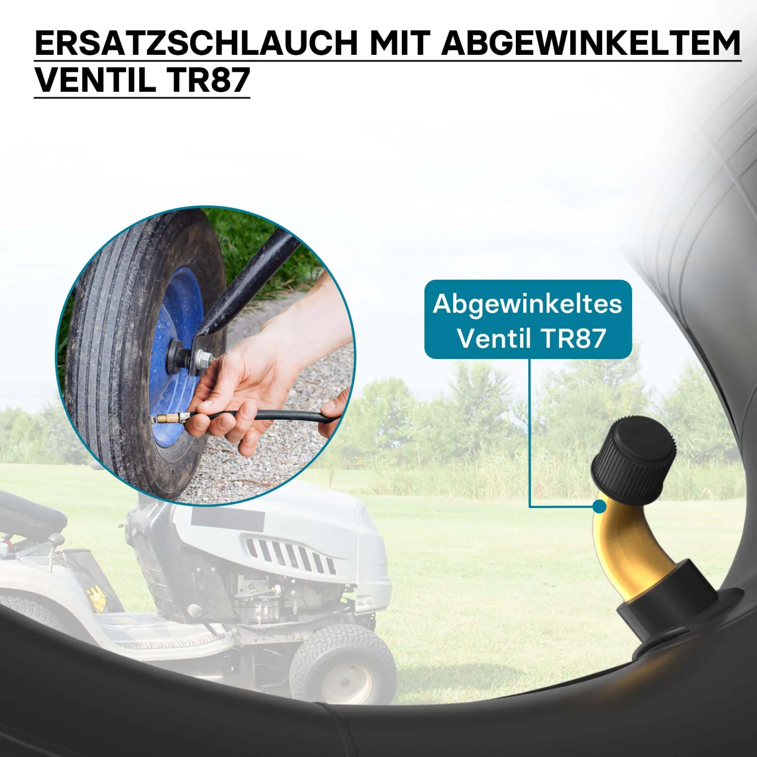 Schlauch für den Rasenmäherreifen 15x6.00-6 mit Winkelventil Reifendecke Reifenschlauch Traktor