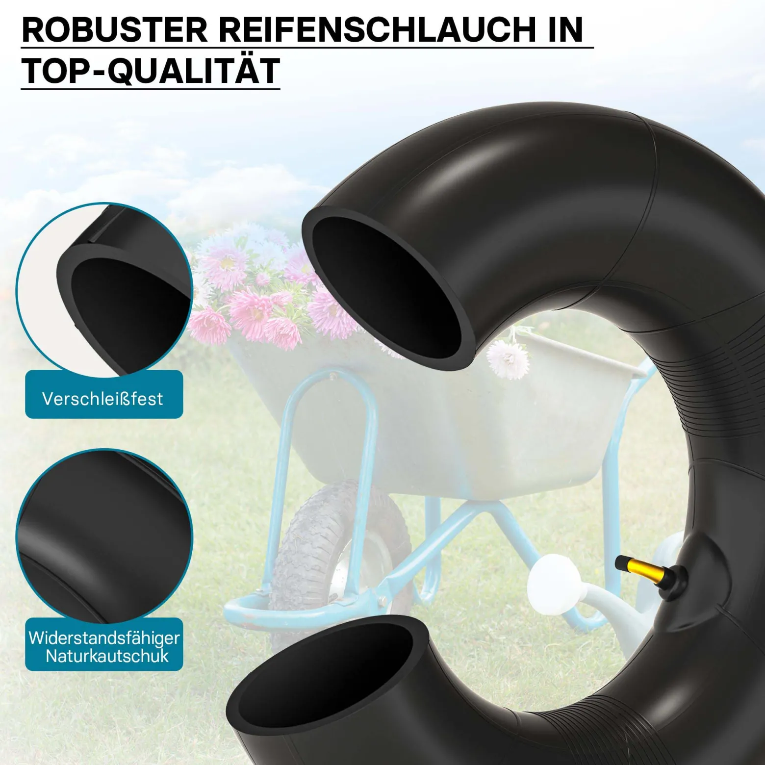 Schlauch für den Rasenmäherreifen 15x6.00-6 mit Winkelventil Reifendecke Reifenschlauch Traktor