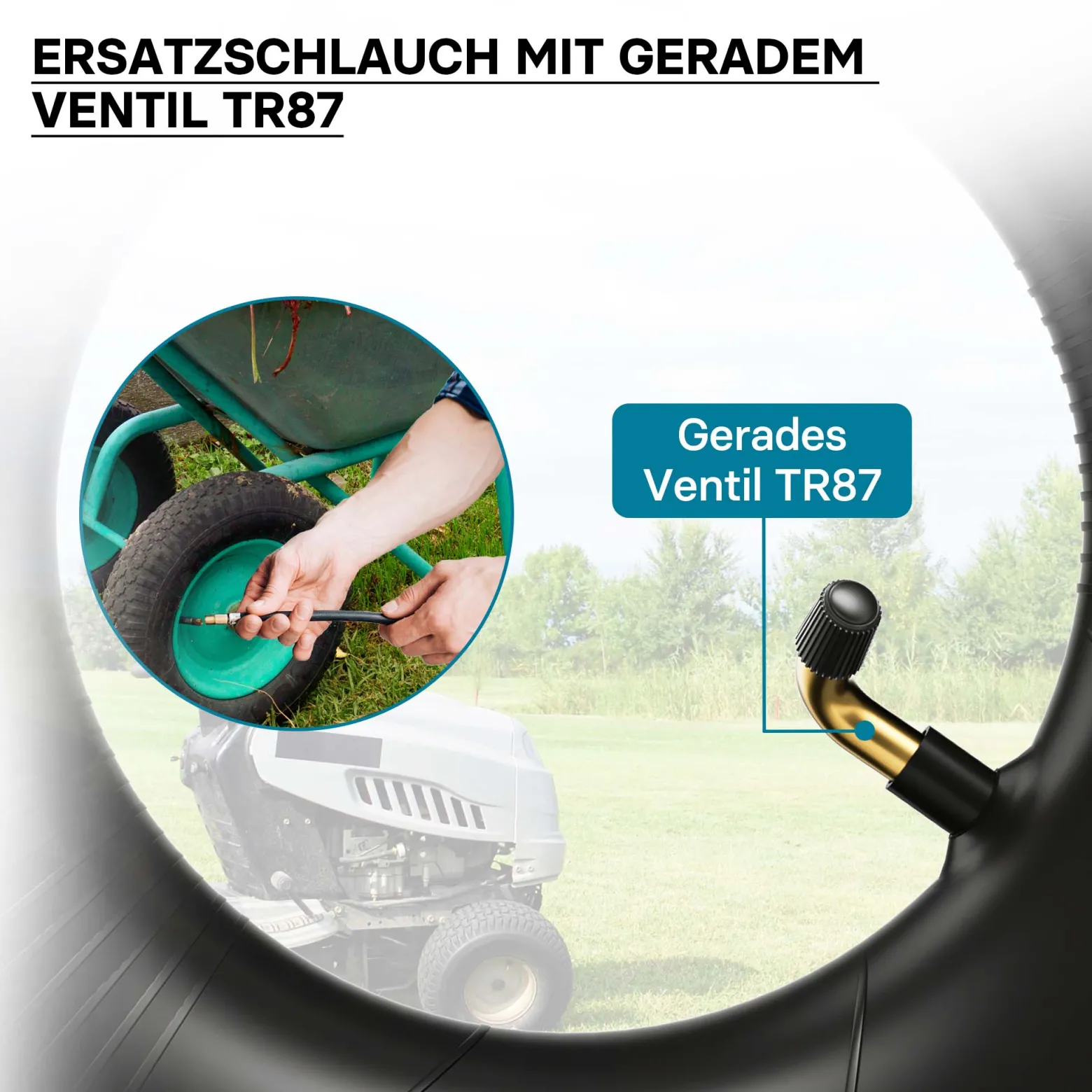 Schlauch für den Rasenmäherreifen 13x5.00-8 mit Winkelventil Reifendecke Reifenschlauch Traktor
