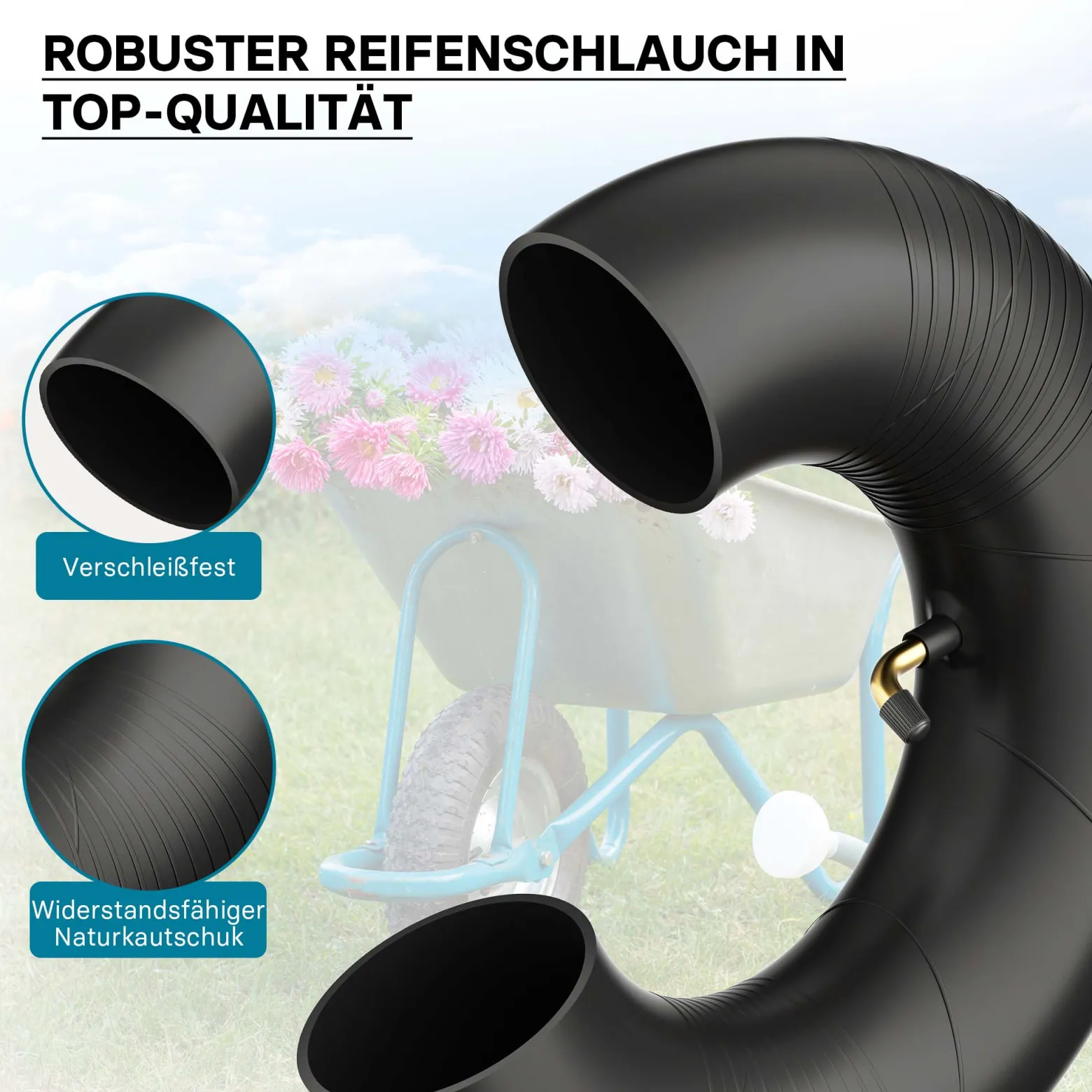 Schlauch für den Rasenmäherreifen 13x5.00-8 mit Winkelventil Reifendecke Reifenschlauch Traktor