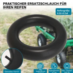 Schlauch für Rasenmäherreifen 16 x 6.50 – 8 mit geradem Ventil zur Selbstmontage
