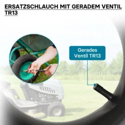 Schlauch für Rasenmäherreifen 16 x 6.50 – 8 mit geradem Ventil zur Selbstmontage