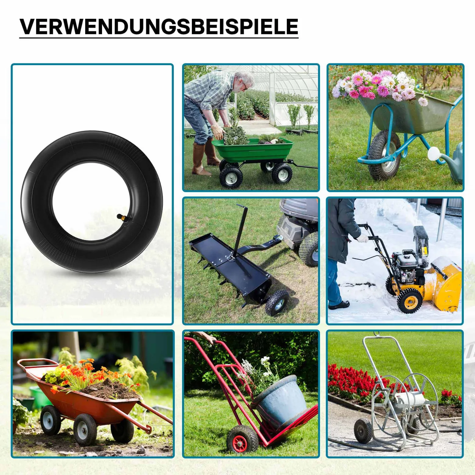 Schlauch für Rasenmäherreifen 11x4.00-5 mit Winkelventil zur Selbstmontage
