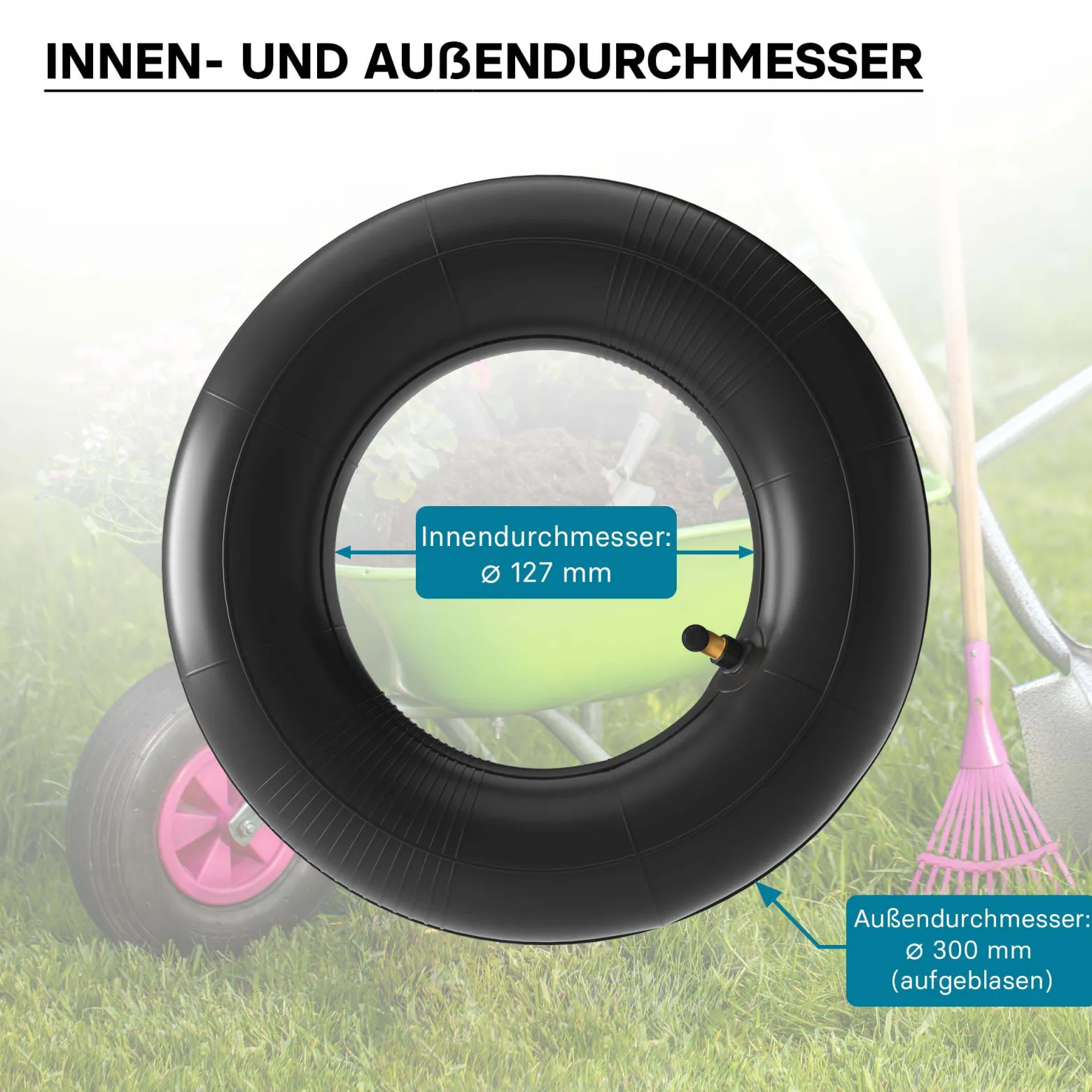 Schlauch für Rasenmäherreifen 11x4.00-5 mit Winkelventil zur Selbstmontage