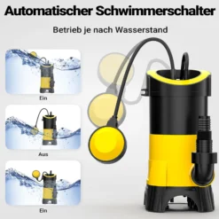Schmutzwasserpumpe 7.500l/h, 400W, max. Förderhöhe 5m, Fremdkörper bis Ø35mm
