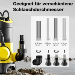 Schmutzwasserpumpe 7.500l/h, 400W, max. Förderhöhe 5m, Fremdkörper bis Ø35mm