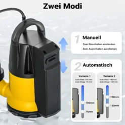 Schmutzwasserpumpe 13000 l/h 750 W, max. Förderhöhe 7,5 m, Fremdkörper bis Ø 35 mm