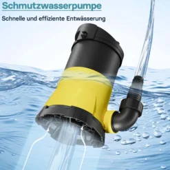 Schmutzwasserpumpe 5.000l/h, 250W, max. Förderhöhe 6m, Fremdkörper bis max. Ø5mm