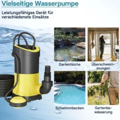 Schmutzwasserpumpe 5.000l/h, 250W, max. Förderhöhe 6m, Fremdkörper bis max. Ø5mm