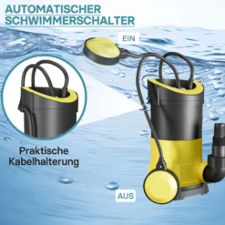 Schmutzwasserpumpe 5.000l/h, 250W, max. Förderhöhe 6m, Fremdkörper bis max. Ø5mm