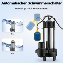 Schmutzwasserpumpe Schwimmerschalter Häcksler 31200 L/h 2200 W Förderhöhe bis 10 m