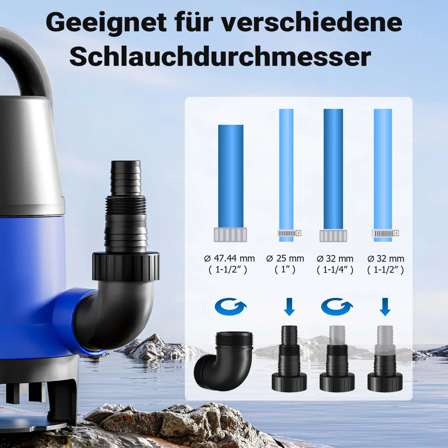 Schmutzwasserpumpe 550 W 10500 l/h Tauchpumpe Gartenpumpe Brunnenpumpe Entwässerungspumpe