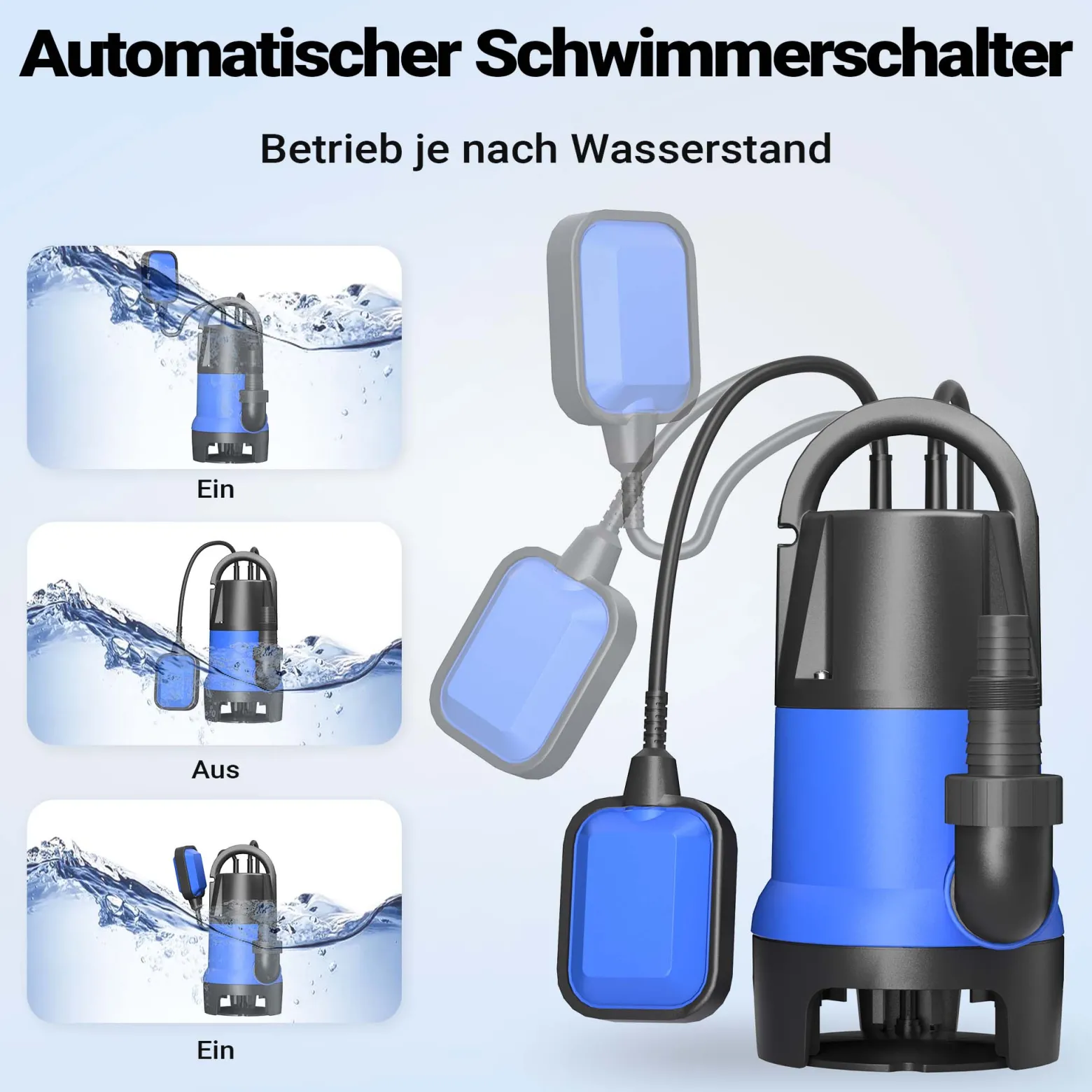 Schmutzwasserpumpe 550 W 10500 l/h Tauchpumpe Gartenpumpe Brunnenpumpe Entwässerungspumpe