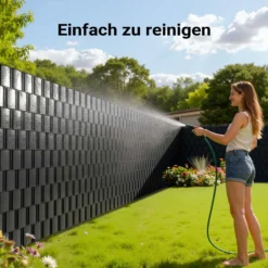 Sichtschutz Streifen, 35mx19cm anthrazit aus PVC 650g/m², mit 20 Clips, Zaunfolie