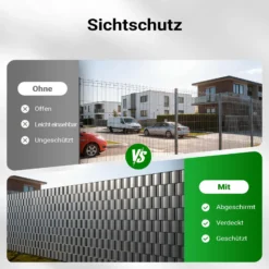 Sichtschutz Streifen, 35mx19cm anthrazit aus PVC 650g/m², mit 20 Clips, Zaunfolie